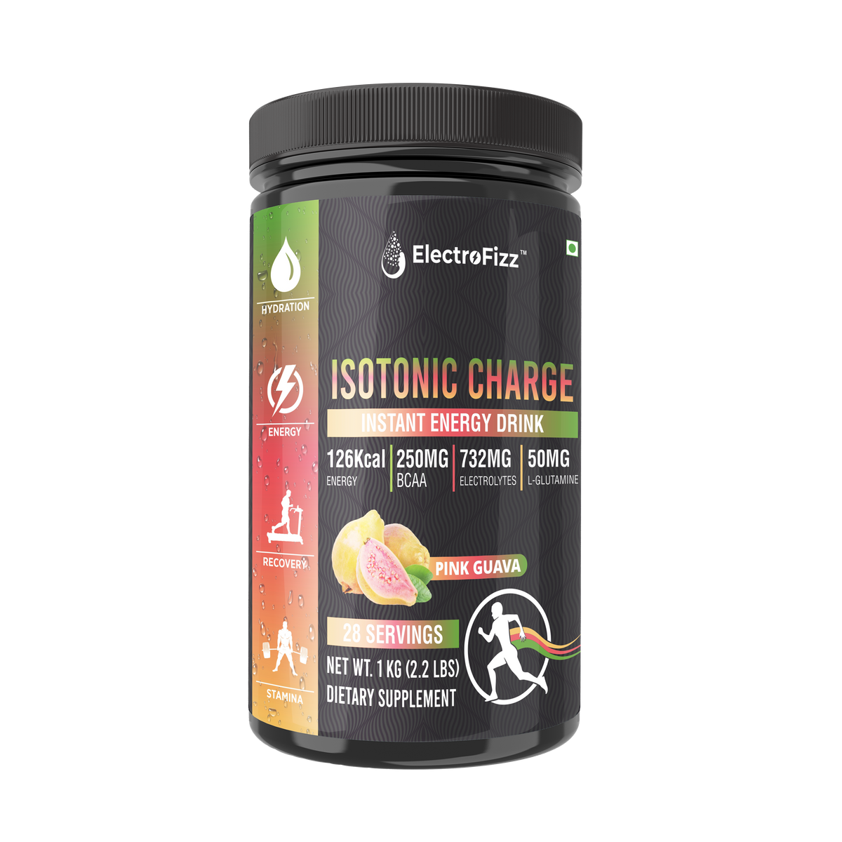 ElectroFizz Isotonic Energy Drink Powder for Endurance Sports & Fitness Activities, 1 Kg Jar