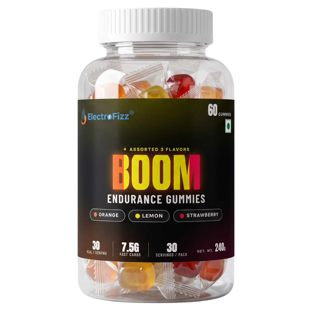 ElectroFizz Boom Energy Gummies, Energy Chew, Caffeine-Free, On-the-Go Energy for Any Workout, Endurance Gummies for Runners, Cyclists & Hybrid Athletes (60 pcs)