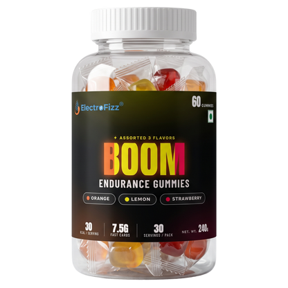ElectroFizz Boom Energy Gummies, Energy Chew, Caffeine-Free, On-the-Go Energy for Any Workout, Endurance Gummies for Runners, Cyclists & Hybrid Athletes (60 pcs)
