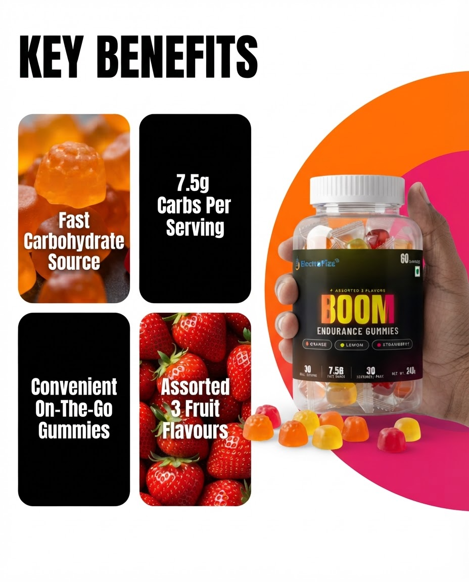 ElectroFizz Boom Energy Gummies, Energy Chew, Caffeine-Free, On-the-Go Energy for Any Workout, Endurance Gummies for Runners, Cyclists & Hybrid Athletes (60 pcs)