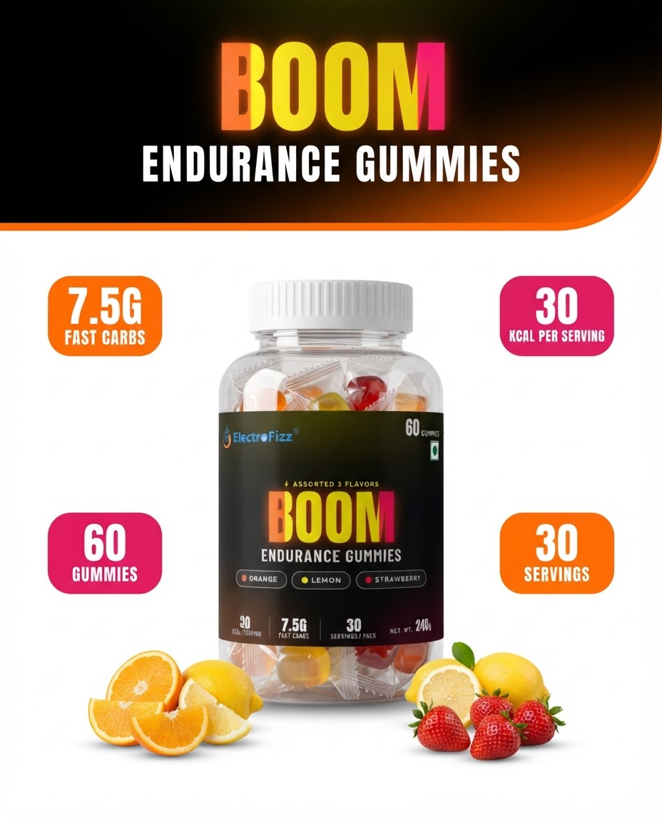 ElectroFizz Boom Energy Gummies, Energy Chew, Caffeine-Free, On-the-Go Energy for Any Workout, Endurance Gummies for Runners, Cyclists & Hybrid Athletes (60 pcs)