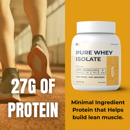 Whey Protein Isolate Pro Series, Clean Ingredients, Fast Absorption- 1kg Jar