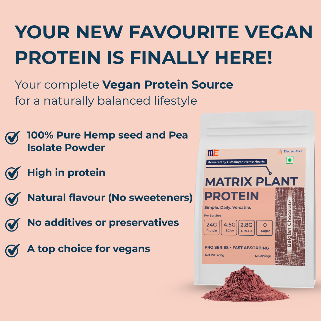 Matrix Plant Protein Pro Series| Hemp-Pea Protein Blend | Complete Amino Acid Profile | Easily Digestible, Clean Ingredients, Fast Absorption- 450gms
