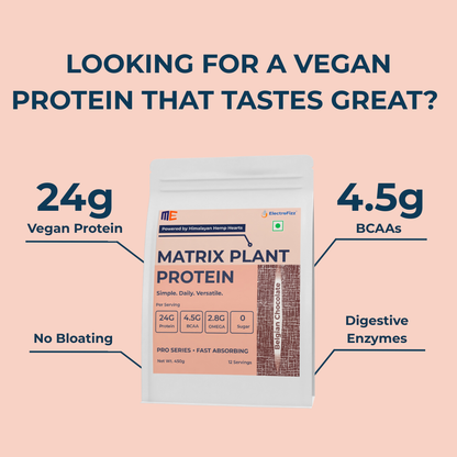 Matrix Plant Protein Pro Series| Hemp-Pea Protein Blend | Complete Amino Acid Profile | Easily Digestible, Clean Ingredients, Fast Absorption- 450gms