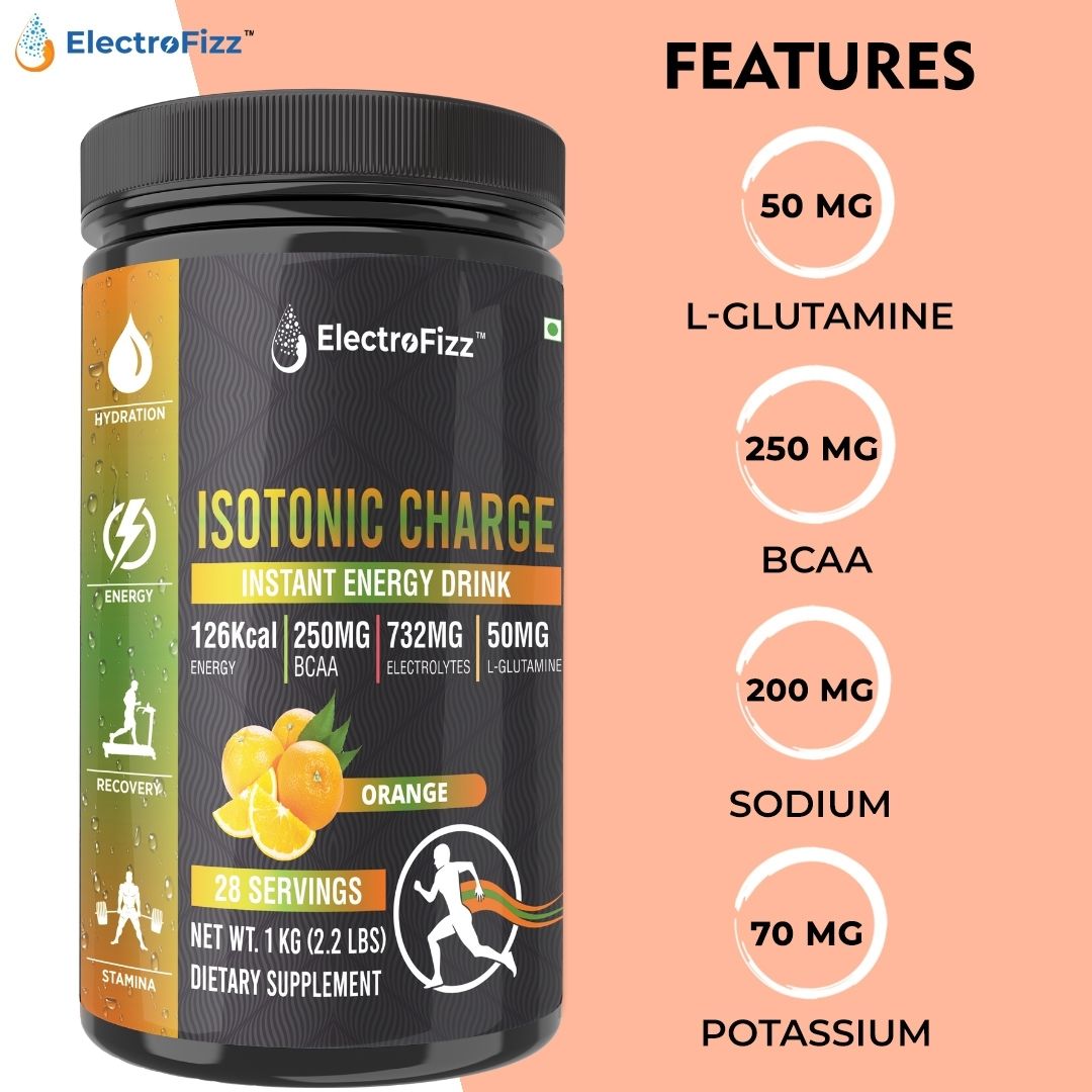 ElectroFizz Isotonic Energy Drink Powder for Endurance Sports & Fitness Activities, 1 Kg Jar