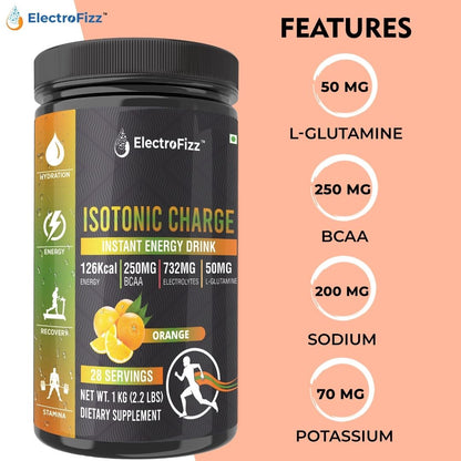 ElectroFizz Isotonic Energy Drink Powder for Endurance Sports & Fitness Activities, 1 Kg Jar