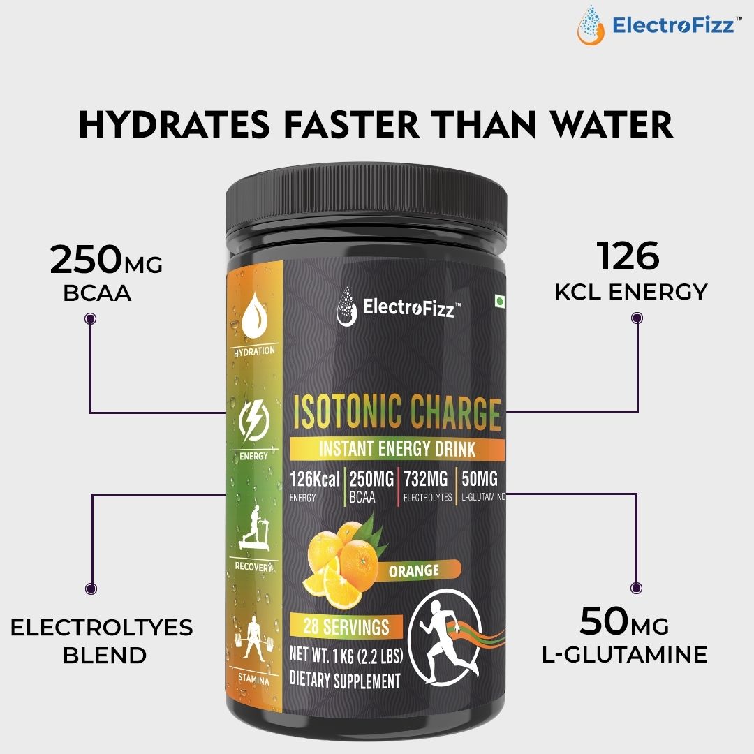 ElectroFizz Isotonic Energy Drink Powder for Endurance Sports & Fitness Activities, 1 Kg Jar