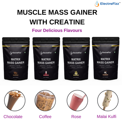 ElectroFizz Matrix Mass Gainer|Weight Gainer with 25+ Essential Vitamins & Minerals-1kg, 30 Servings (Chocolate)