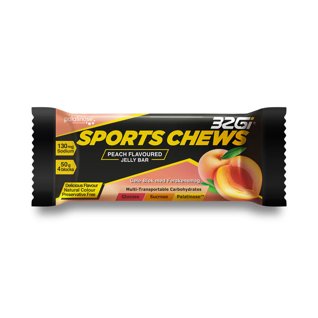 32Gi Sports Chews - Energy Sustaining Jelly Bar- 50gm (4 blocks per pack)- Pack of 3 Bars