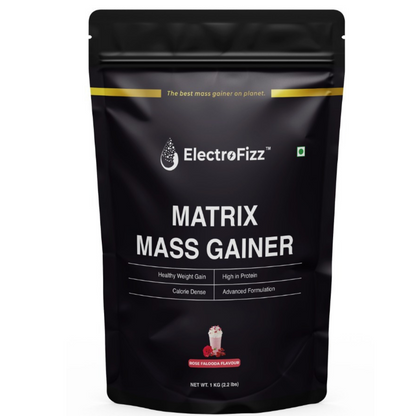 ElectroFizz Matrix Mass Gainer|Weight Gainer with 25+ Essential Vitamins & Minerals-1kg, 30 Servings (Chocolate)