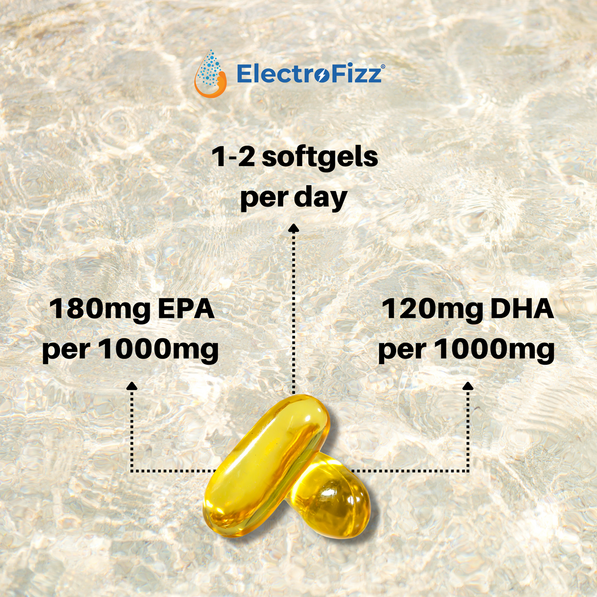 ElectroFizz Premium Fish Oil Capsule For Men & Women (1000mg Omega 3 with 180 mg EPA & 120 mg DHA), for Brain- 60 Softgels