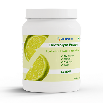ElectroFizz Electrolyte Powder 100 servings | Minerals, Probiotics & Vitamin C- 1 Kg Jar Pack