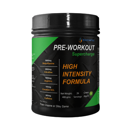 ElectroFizz Pre-Workout SuperCharge Powder for Energy, Power & Laser Focus, 3500 mg Beta-Alanine, 3500 mg Citrulline, 1000 mg Creatine, 200 mg Caffeine