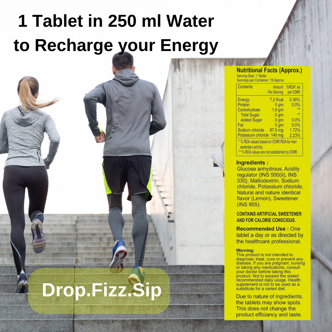 ElectroFizz Electrolyte Energy Drink for Workout - 60 Effervescent Tablets (Pack of 3 tubes) -Orange, Lemon & Pineapple